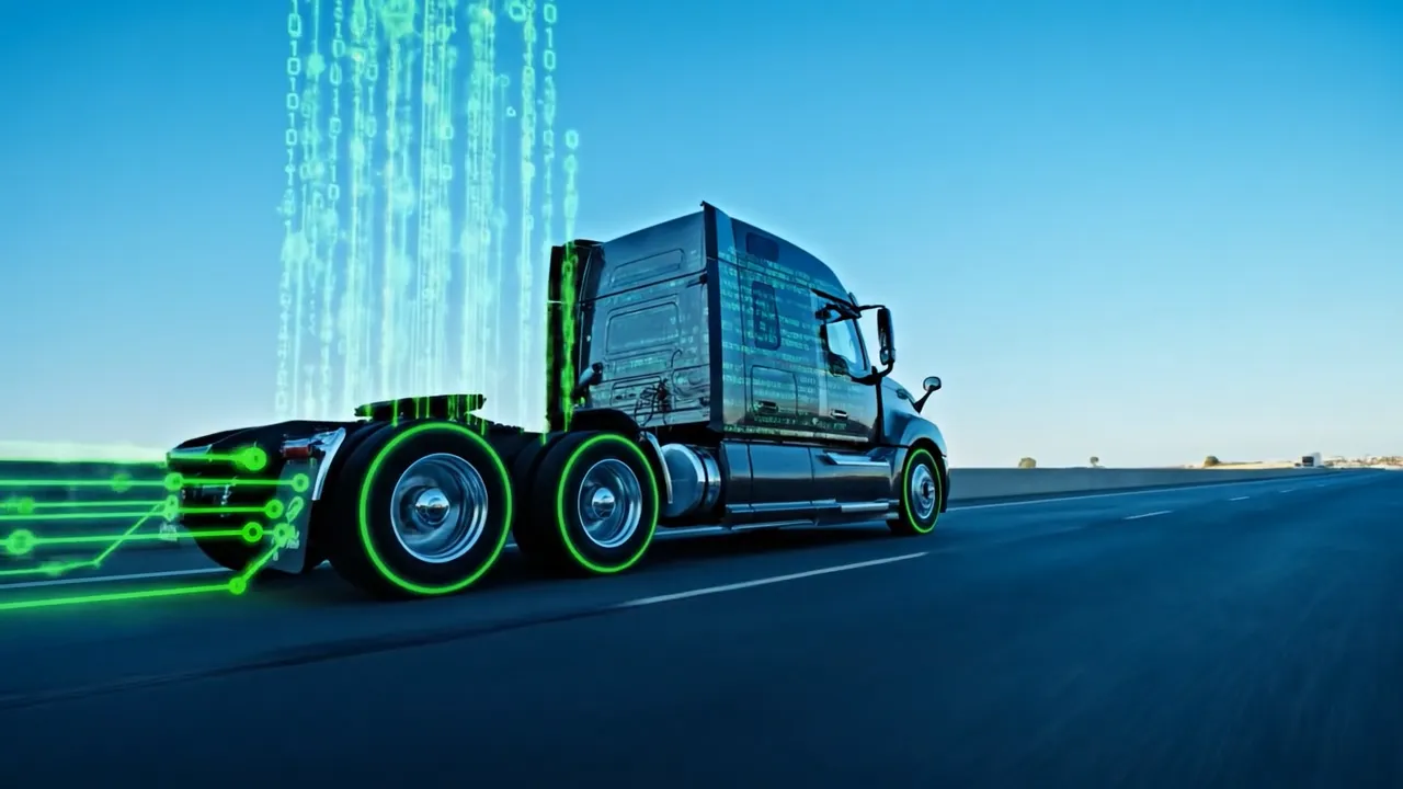 Commercial truck traveling on an open highway